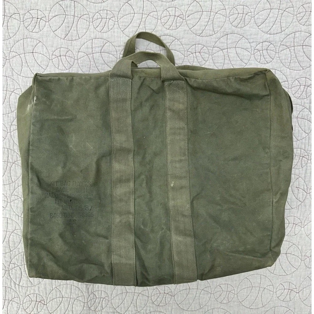 Kit Bag Flyers Green US Military Duffle USA Vtg 1987 Canvas Zipper 22